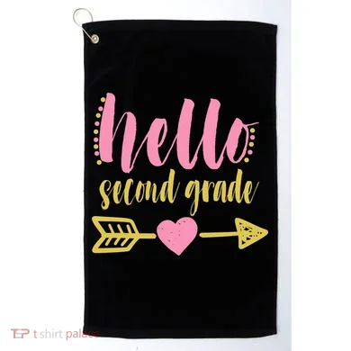 Hello Second Grade Cute Elementary School Golf Towel