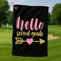 Hello Second Grade Cute Elementary School Golf Towel thumb 1