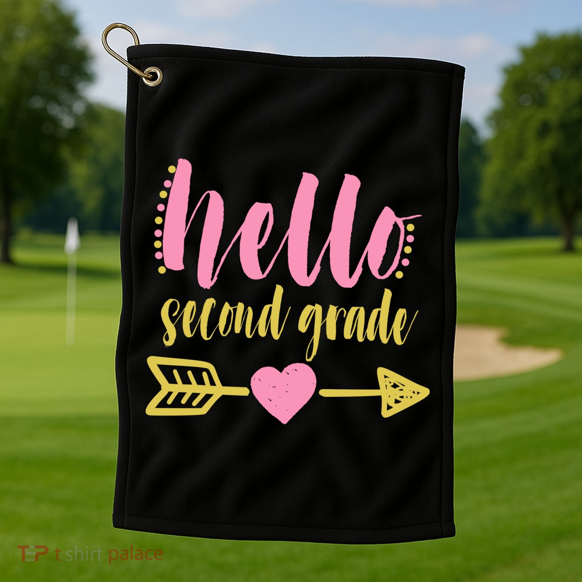 Hello Second Grade Cute Elementary School Golf Towel