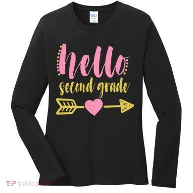 Hello Second Grade Cute Elementary School Women's Long Sleeve Shirt