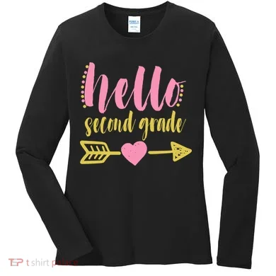 Hello Second Grade Cute Elementary School Women's Long Sleeve Shirt
