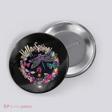 Hello Spring Floral Bugs Button