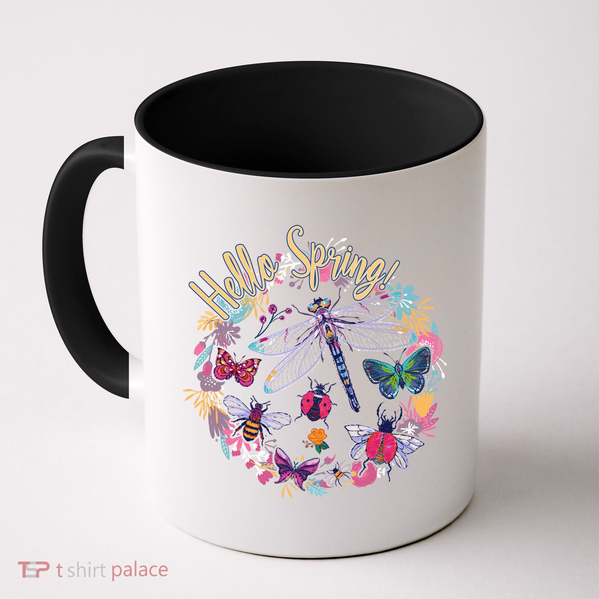 Hello Spring Floral Bugs Coffee Mug