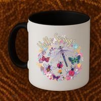 Hello Spring Floral Bugs Coffee Mug thumb 2
