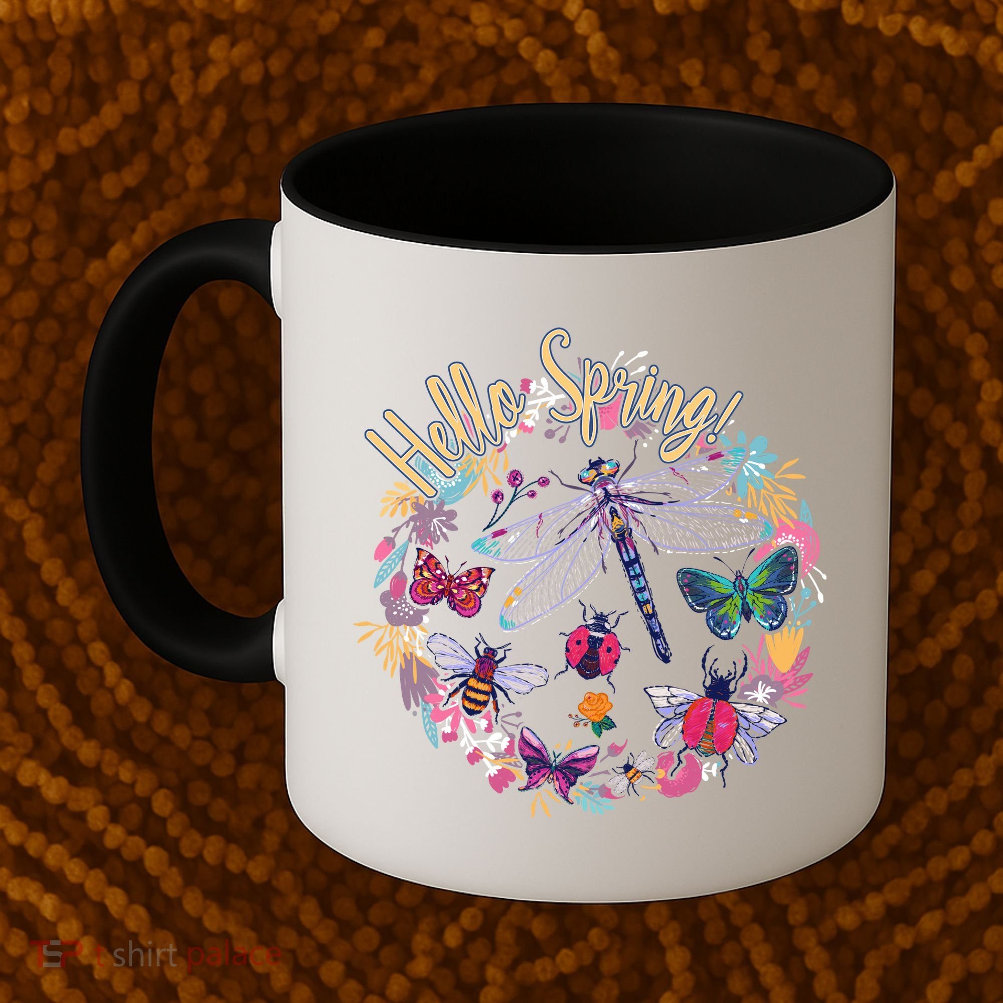 Hello Spring Floral Bugs Coffee Mug