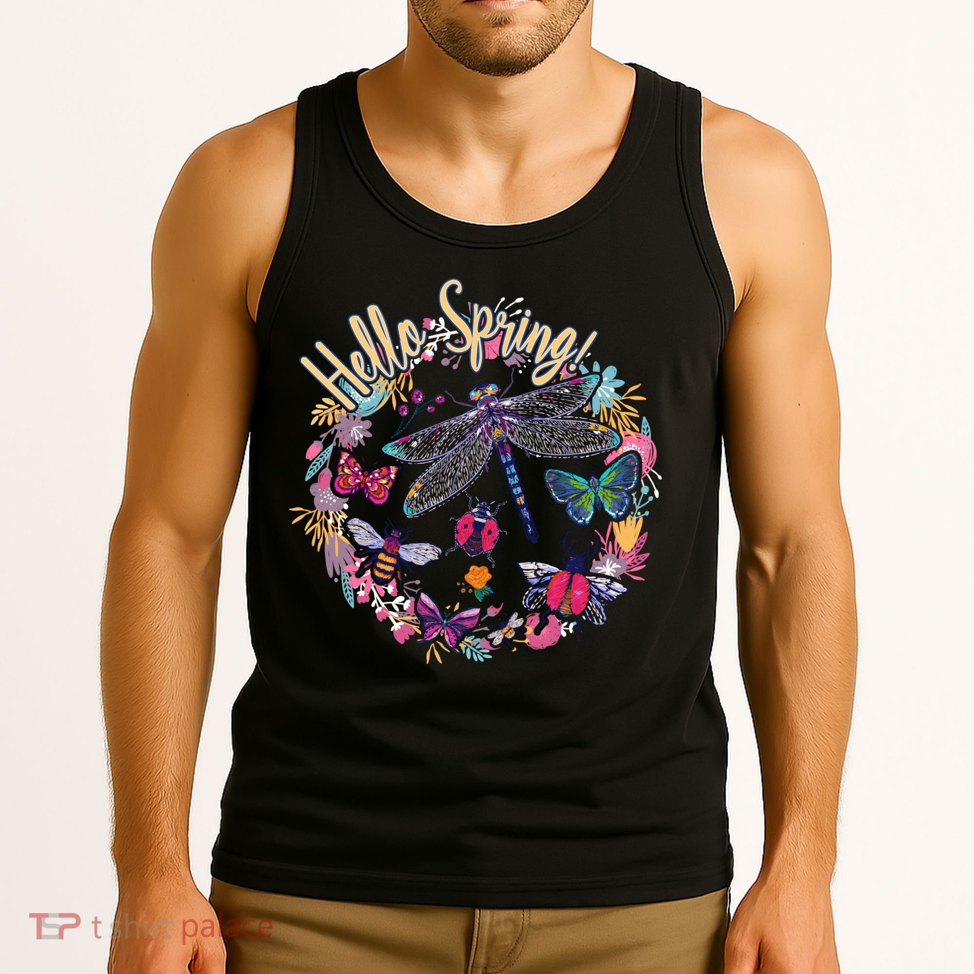 Hello Spring Floral Bugs Tank Top