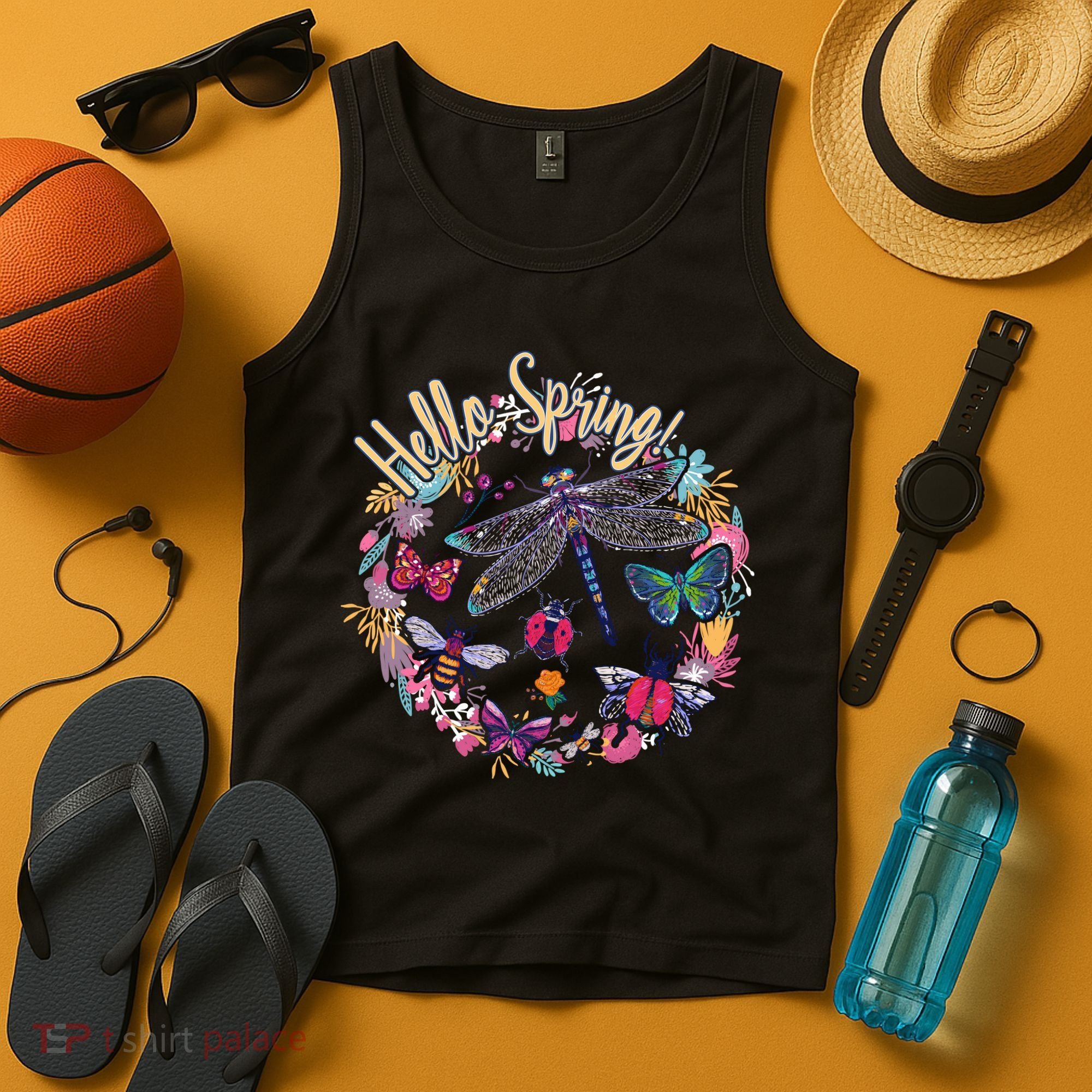 Hello Spring Floral Bugs Tank Top
