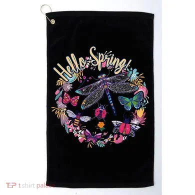 Hello Spring Floral Bugs Golf Towel