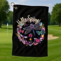 Hello Spring Floral Bugs Golf Towel thumb 1