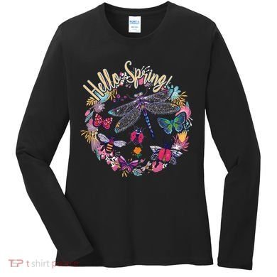 Hello Spring Floral Bugs Women's Long Sleeve Shirt