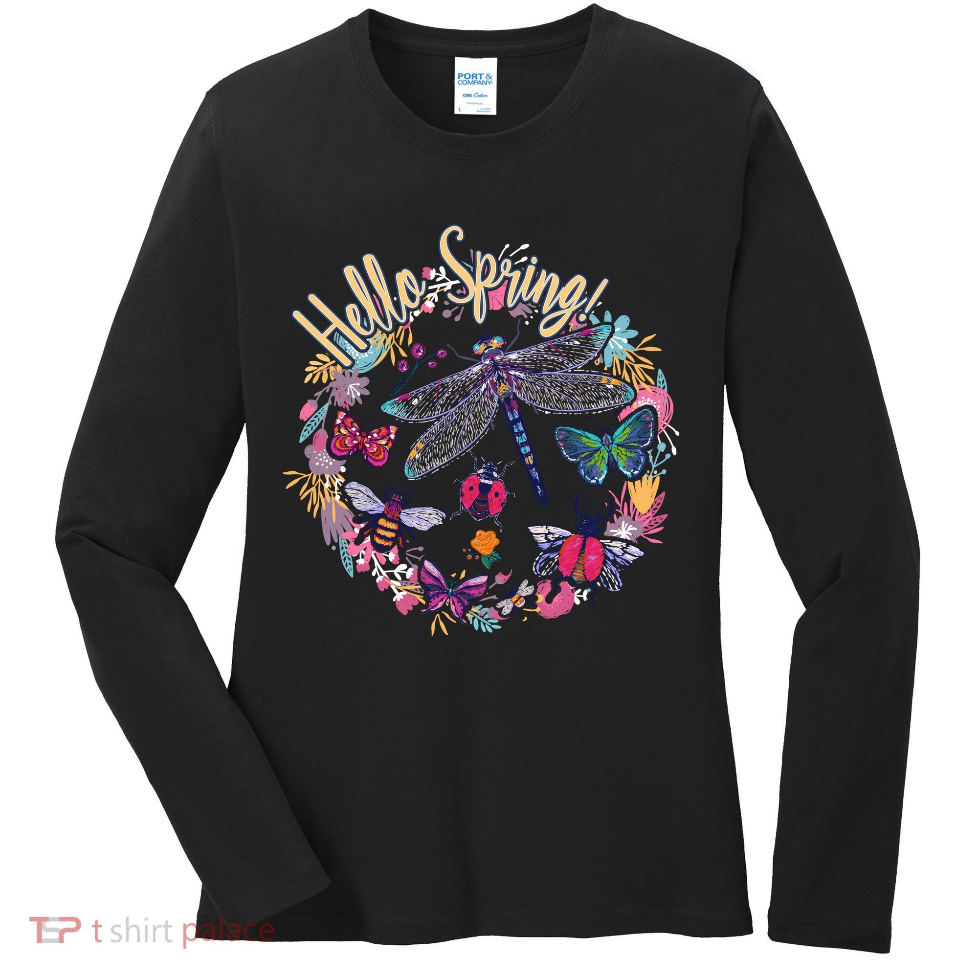 Hello Spring Floral Bugs Women's Long Sleeve Shirt