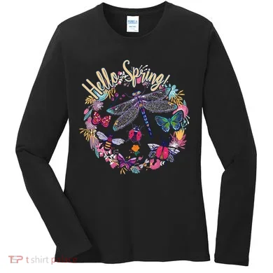 Hello Spring Floral Bugs Women's Long Sleeve Shirt