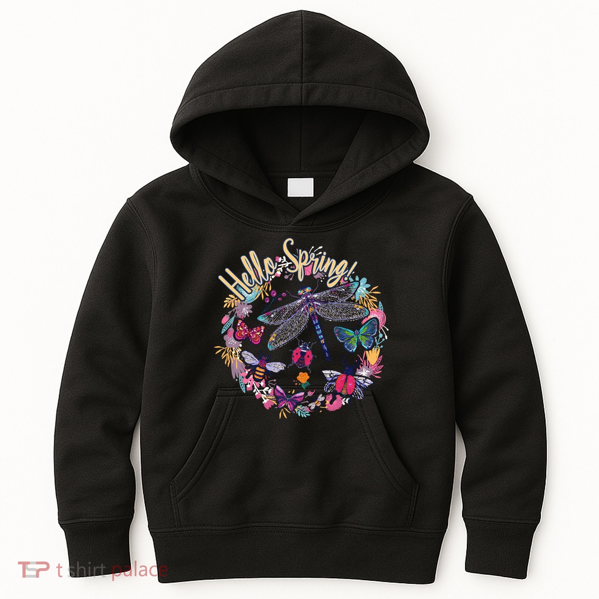 Hello Spring Floral Bugs Kids Hoodie