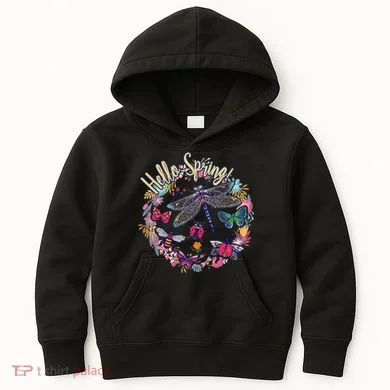 Hello Spring Floral Bugs Kids Hoodie