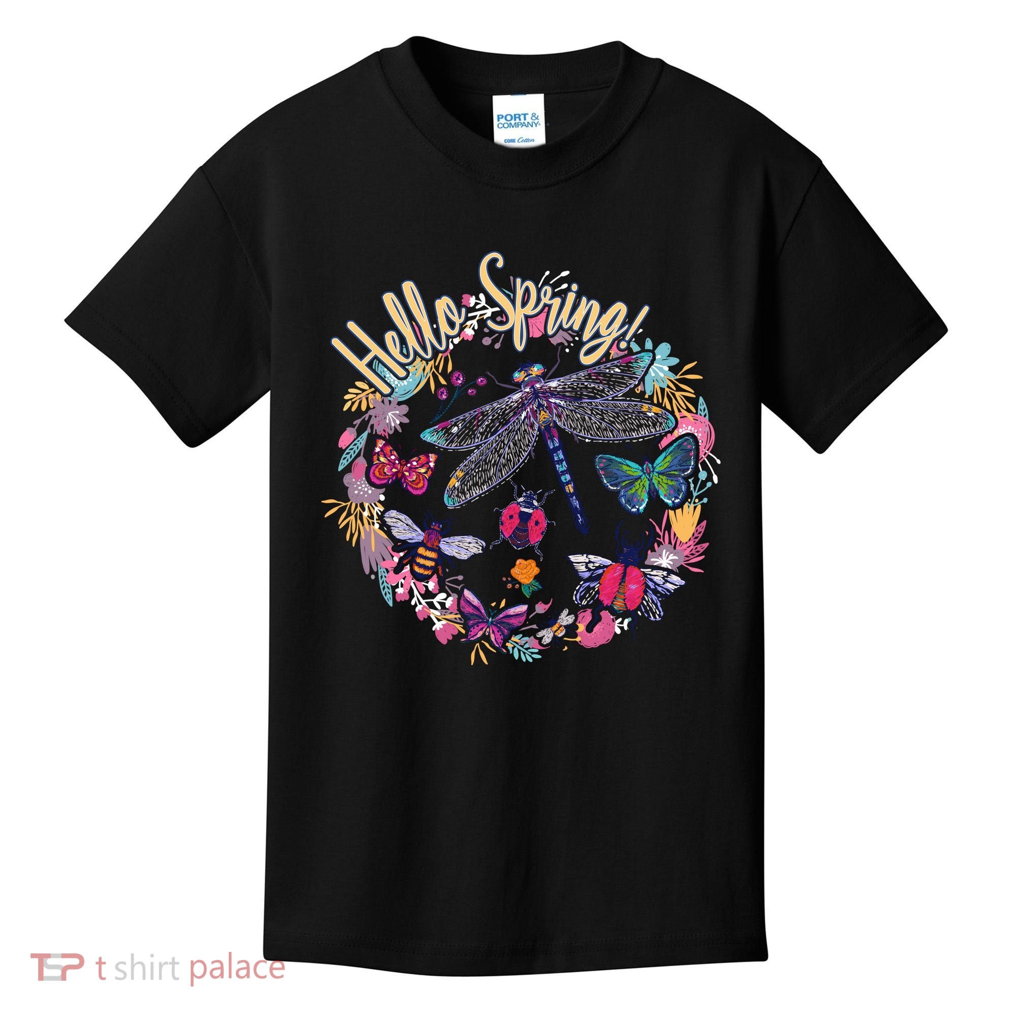 Hello Spring Floral Bugs Kids T-Shirt