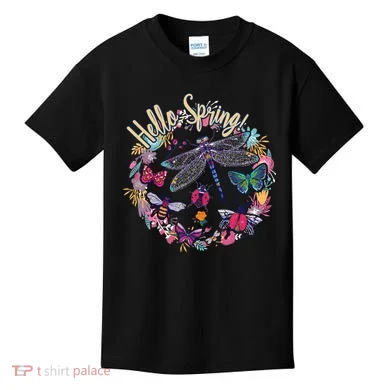 Hello Spring Floral Bugs Kids T-Shirt