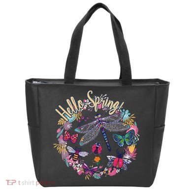 Hello Spring Floral Bugs Tote Bag
