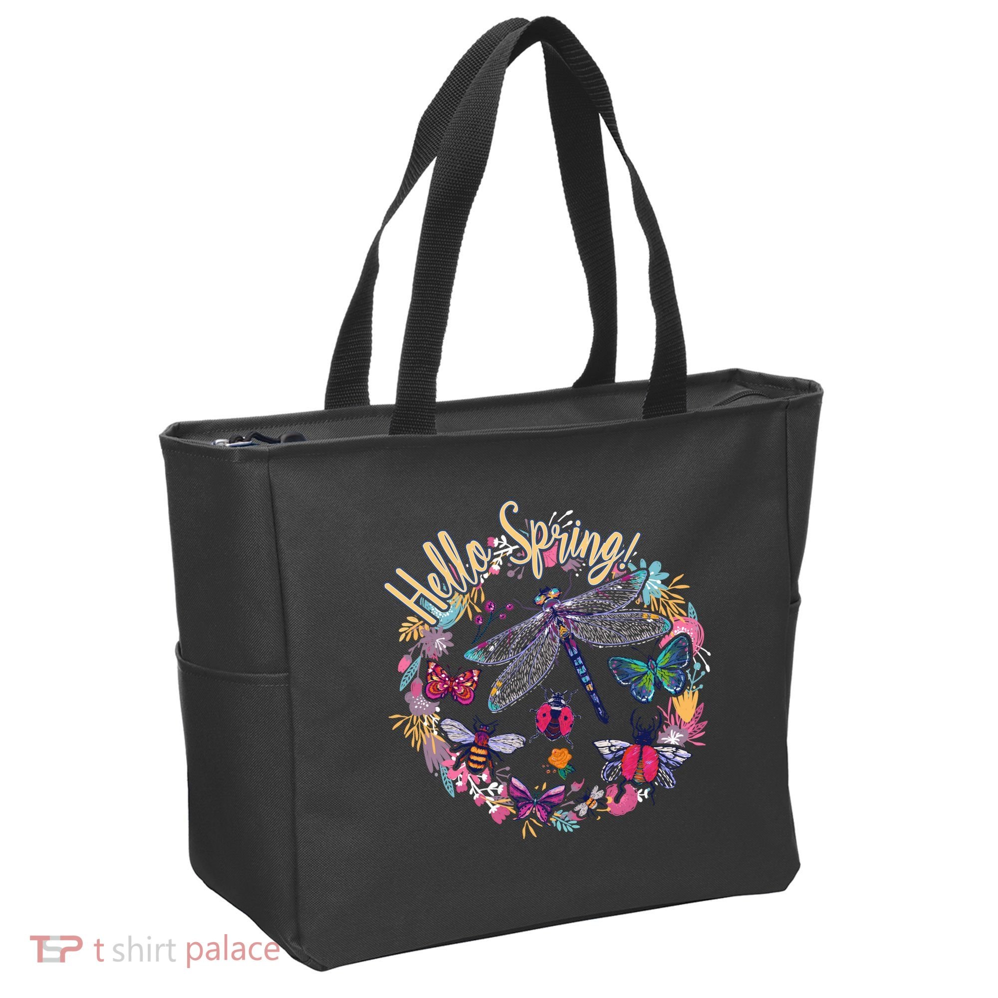 Hello Spring Floral Bugs Tote Bag
