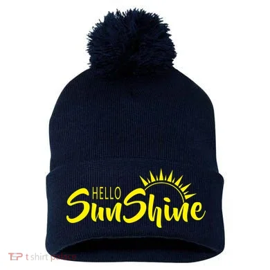 Hello Sunshine Pom Pom 12in Knit Beanie