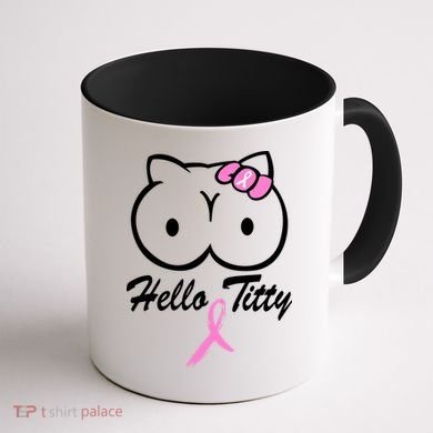 Hello Titty Breast Cancer Coffee Mug back