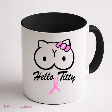 Hello Titty Breast Cancer Coffee Mug back