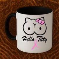 Hello Titty Breast Cancer Coffee Mug thumb 2