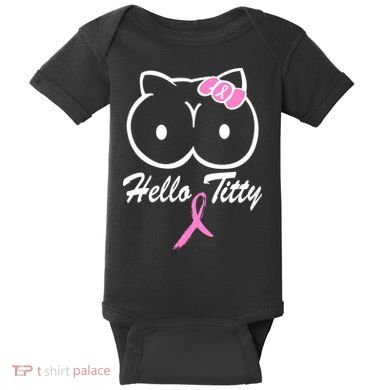 Hello Titty Breast Cancer Baby Bodysuit
