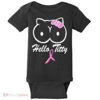 Hello Titty Breast Cancer Baby Bodysuit thumb 0