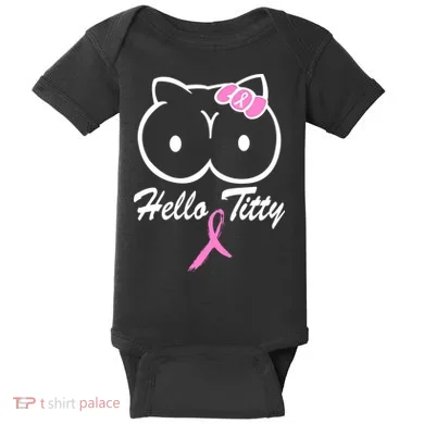 Hello Titty Breast Cancer Baby Bodysuit