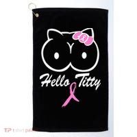 Hello Titty Breast Cancer Golf Towel thumb 0