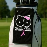 Hello Titty Breast Cancer Golf Towel thumb 2
