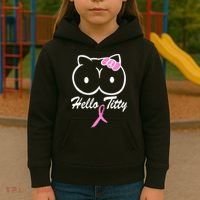 Hello Titty Breast Cancer Kids Hoodie thumb 3