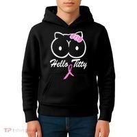 Hello Titty Breast Cancer Kids Hoodie thumb 4