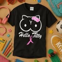 Hello Titty Breast Cancer Kids T-Shirt thumb 3