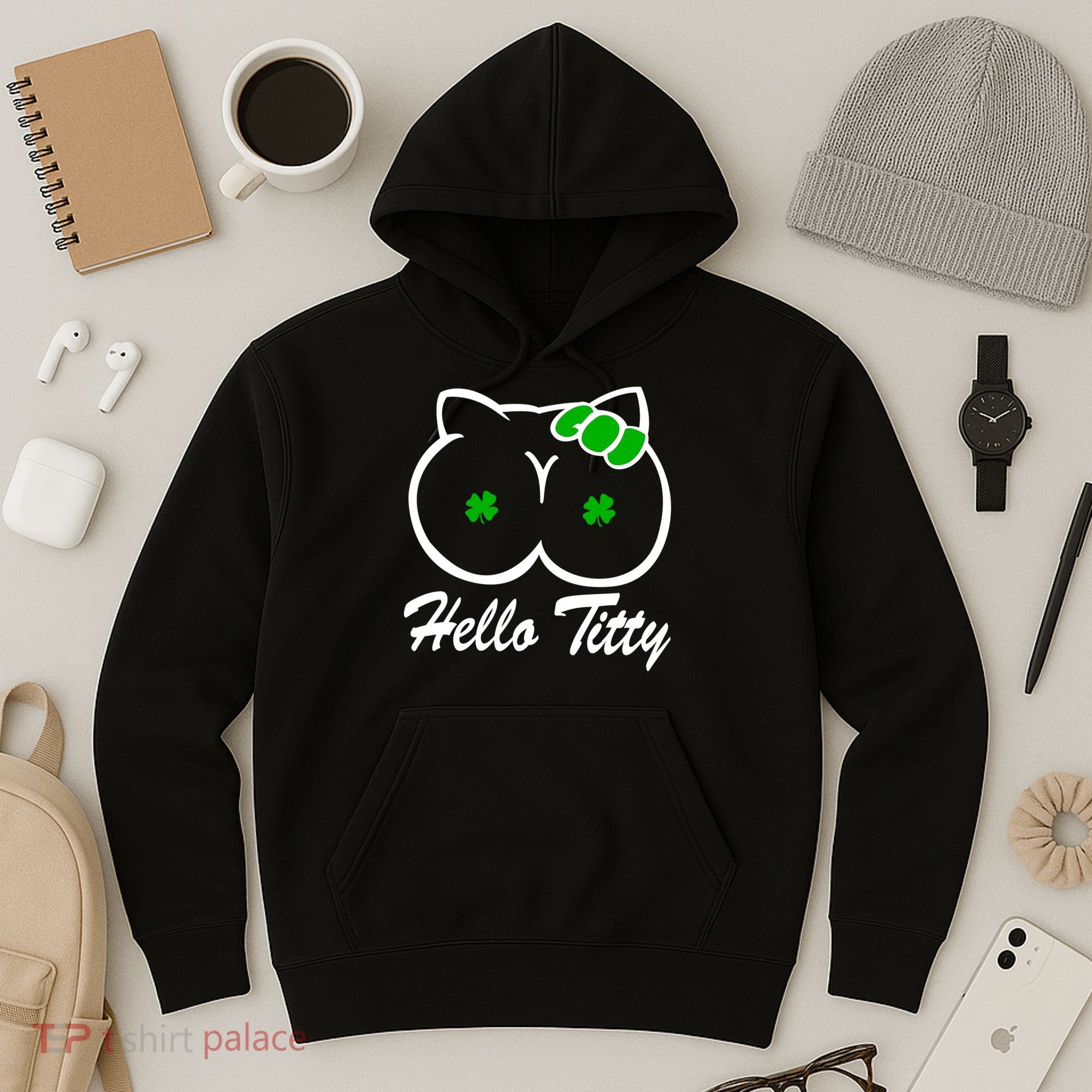 Hello Titty Irish Clover Hoodie