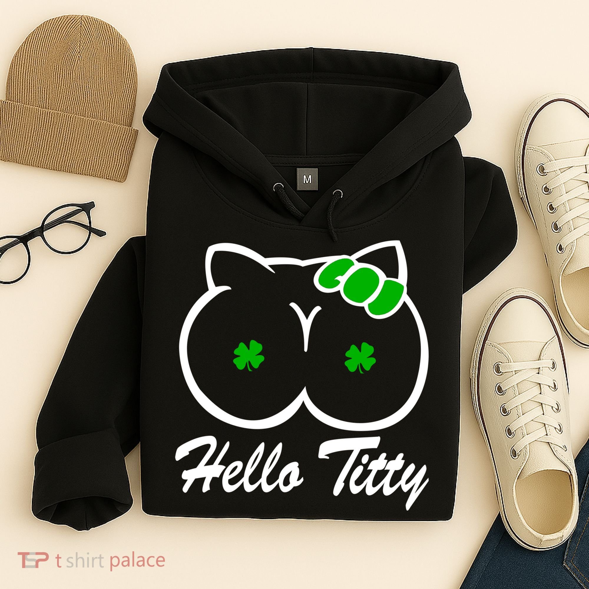 Hello Titty Irish Clover Hoodie