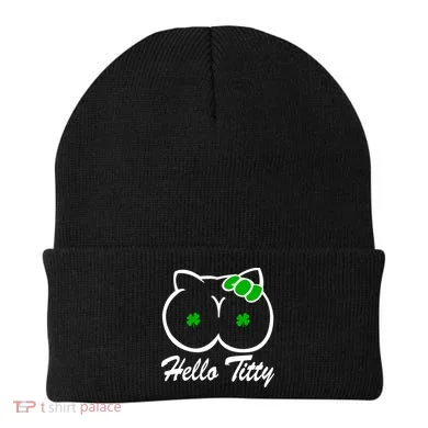 Hello Titty Irish Clover Beanie