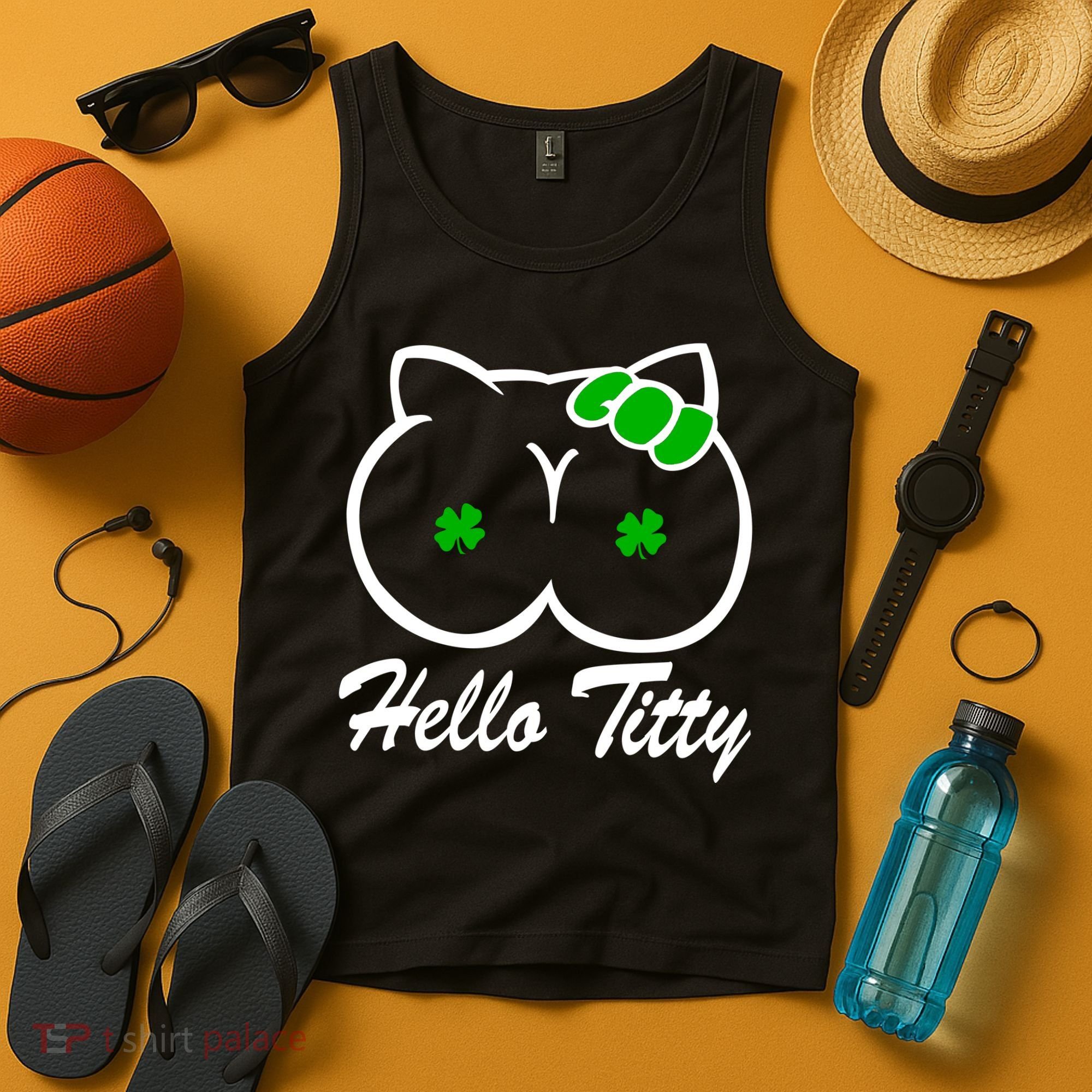 Hello Titty Irish Clover Tank Top