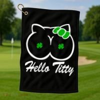 Hello Titty Irish Clover Golf Towel thumb 1