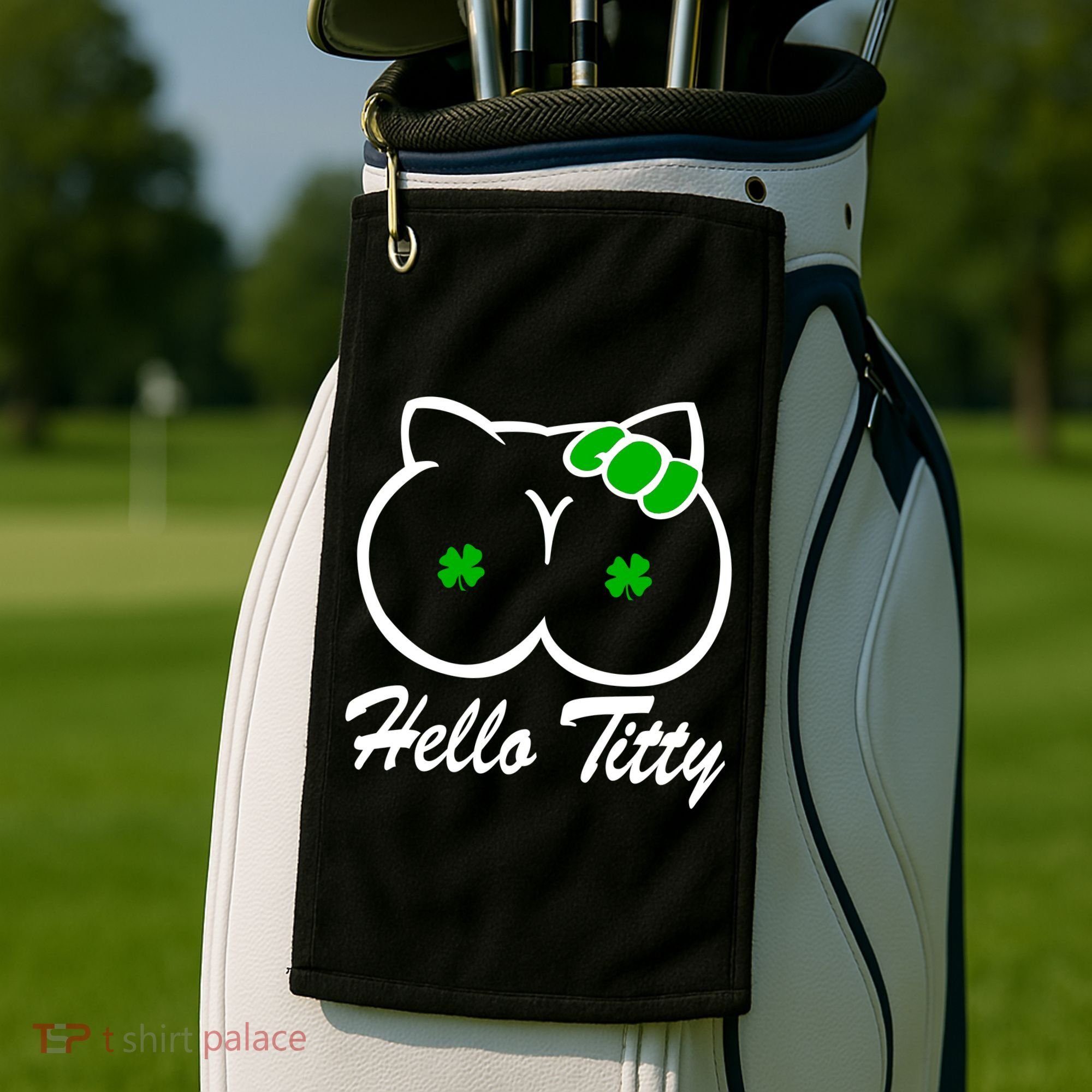 Hello Titty Irish Clover Golf Towel