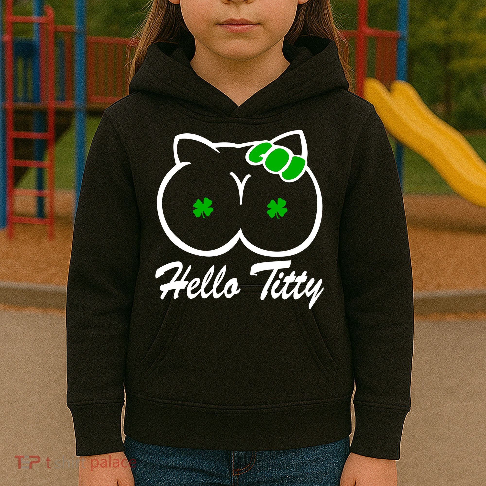 Hello Titty Irish Clover Kids Hoodie