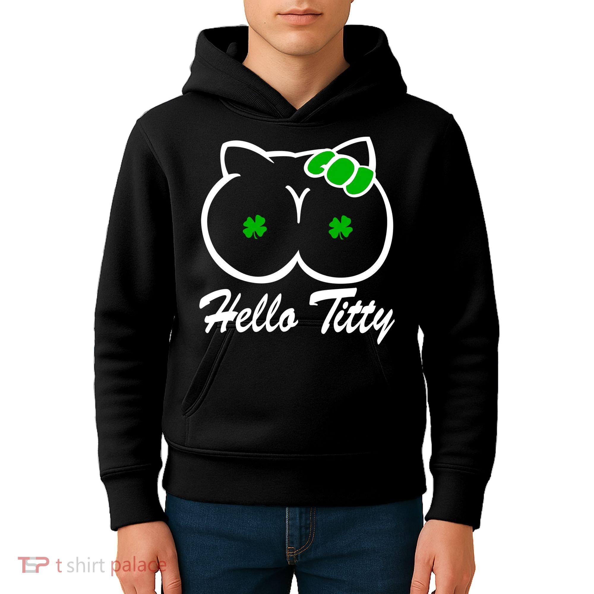 Hello Titty Irish Clover Kids Hoodie