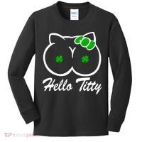 Hello Titty Irish Clover Kids Long Sleeve Shirt thumb 0