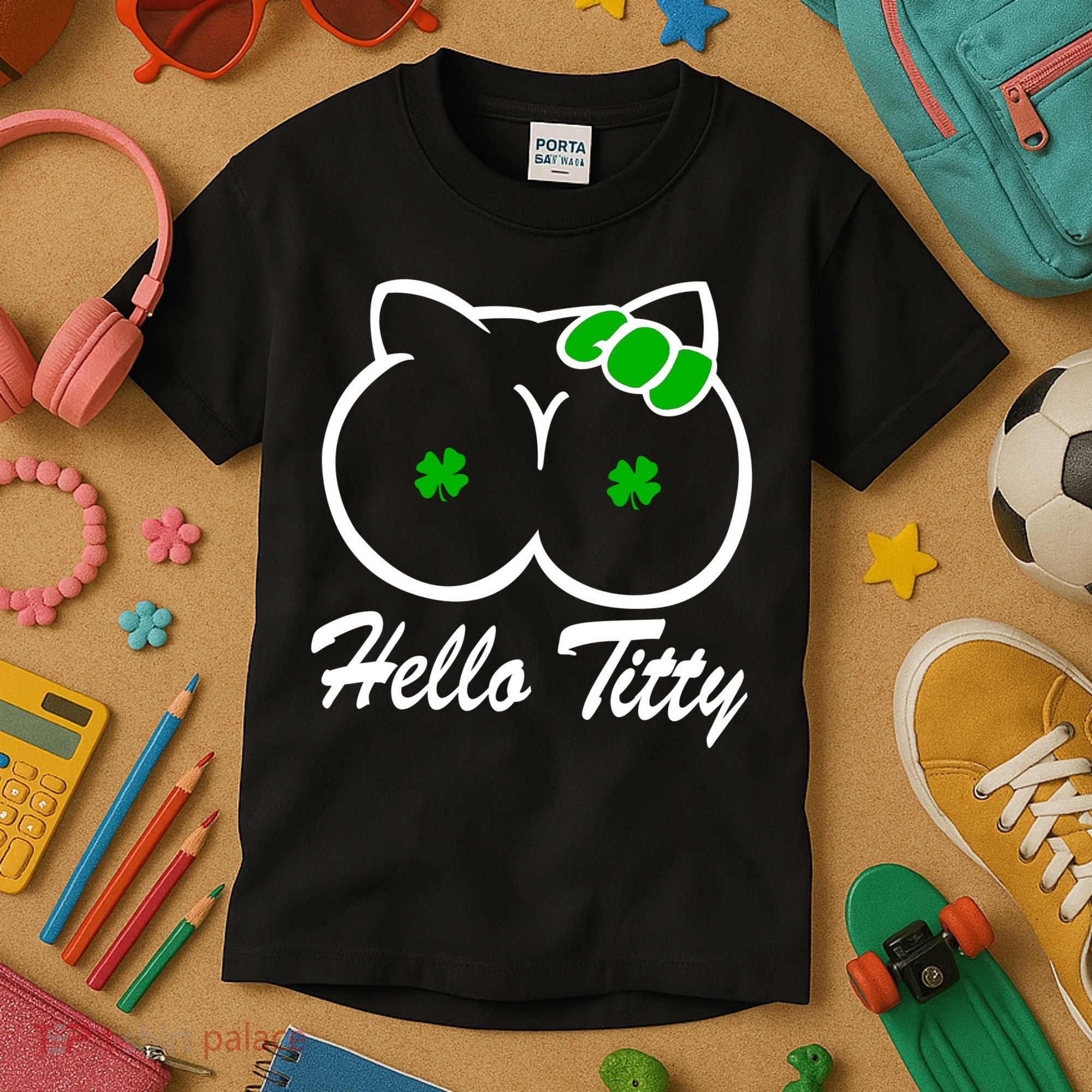 Hello Titty Irish Clover Kids T-Shirt