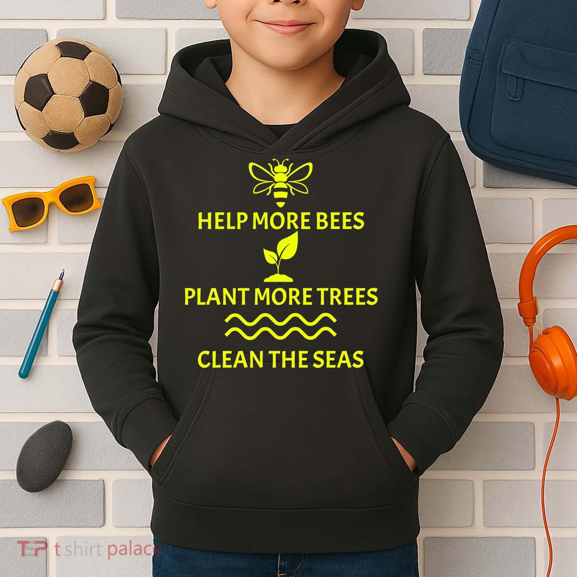 Help Bees Plant Trees Clean The Seas Kids Hoodie