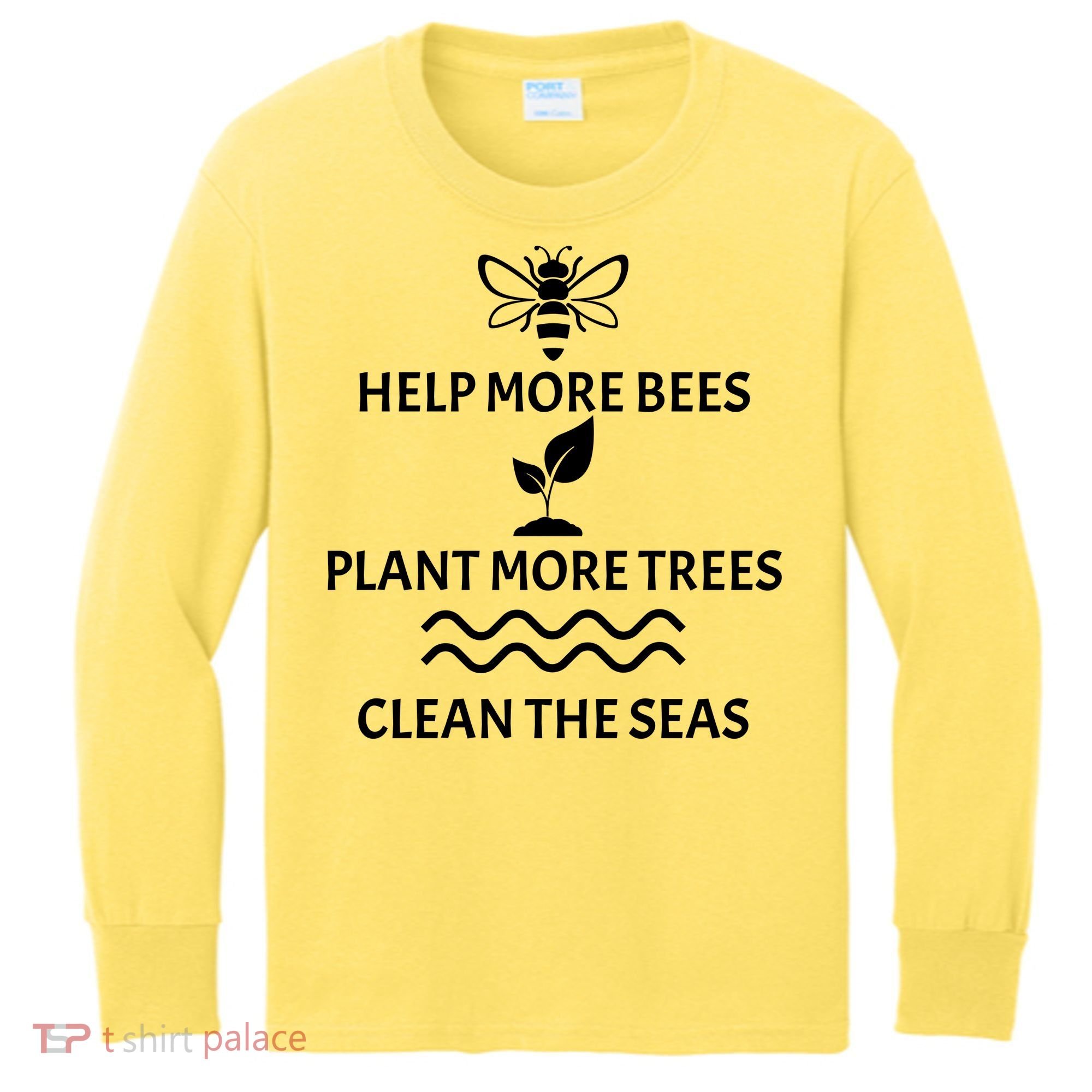 Help Bees Plant Trees Clean The Seas Kids Long Sleeve Shirt