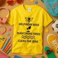 Help Bees Plant Trees Clean The Seas Kids T-Shirt thumb 3