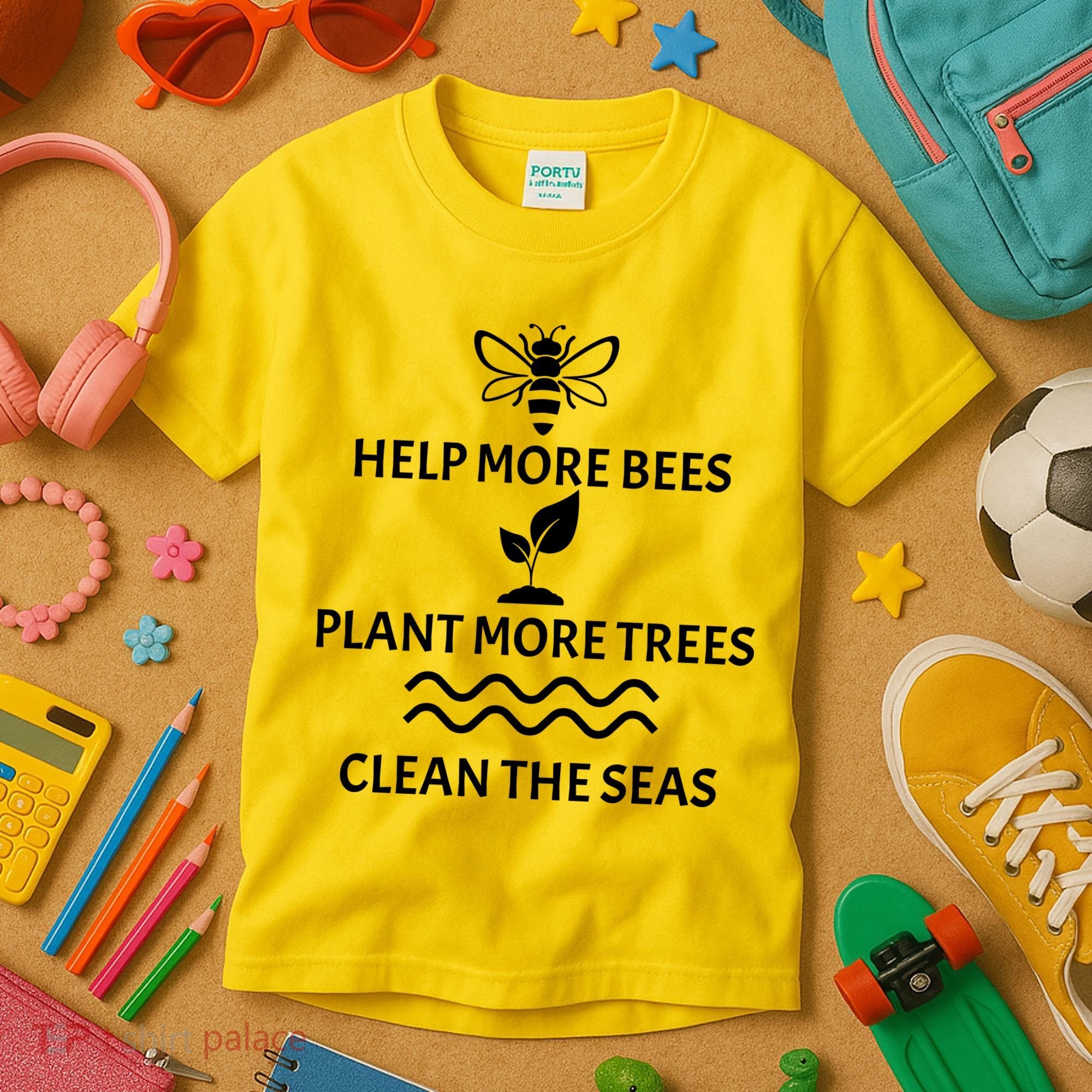 Help Bees Plant Trees Clean The Seas Kids T-Shirt