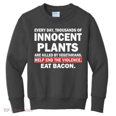 Help End The Violence Eat Bacon  Kids Sweatshirt