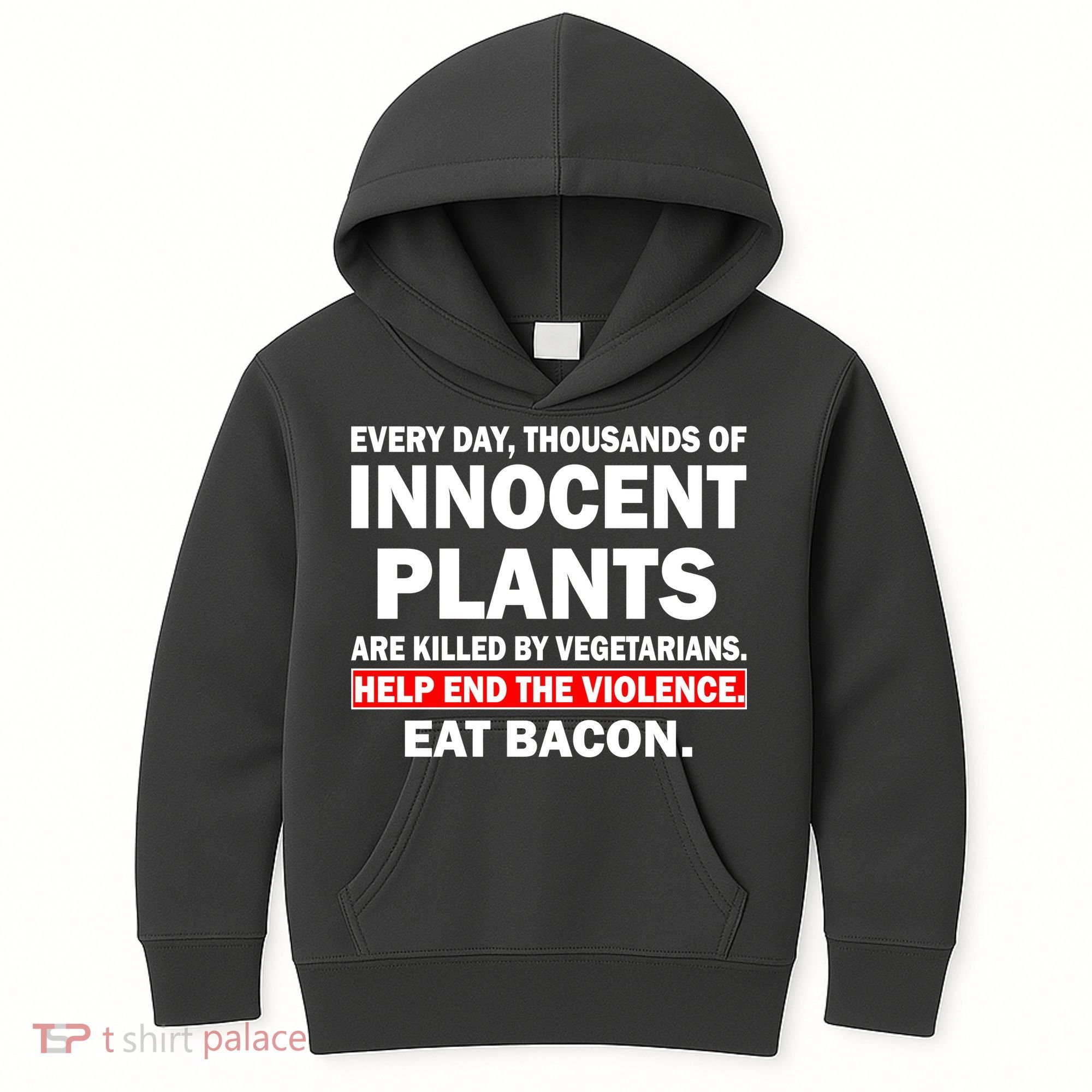 Help End The Violence Eat Bacon  Kids Hoodie